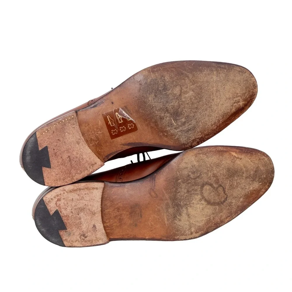 John‎ Lobb Oxford Shoes UK 10 E US 11 Brown Leather Brogue Punching SEYMOUR
